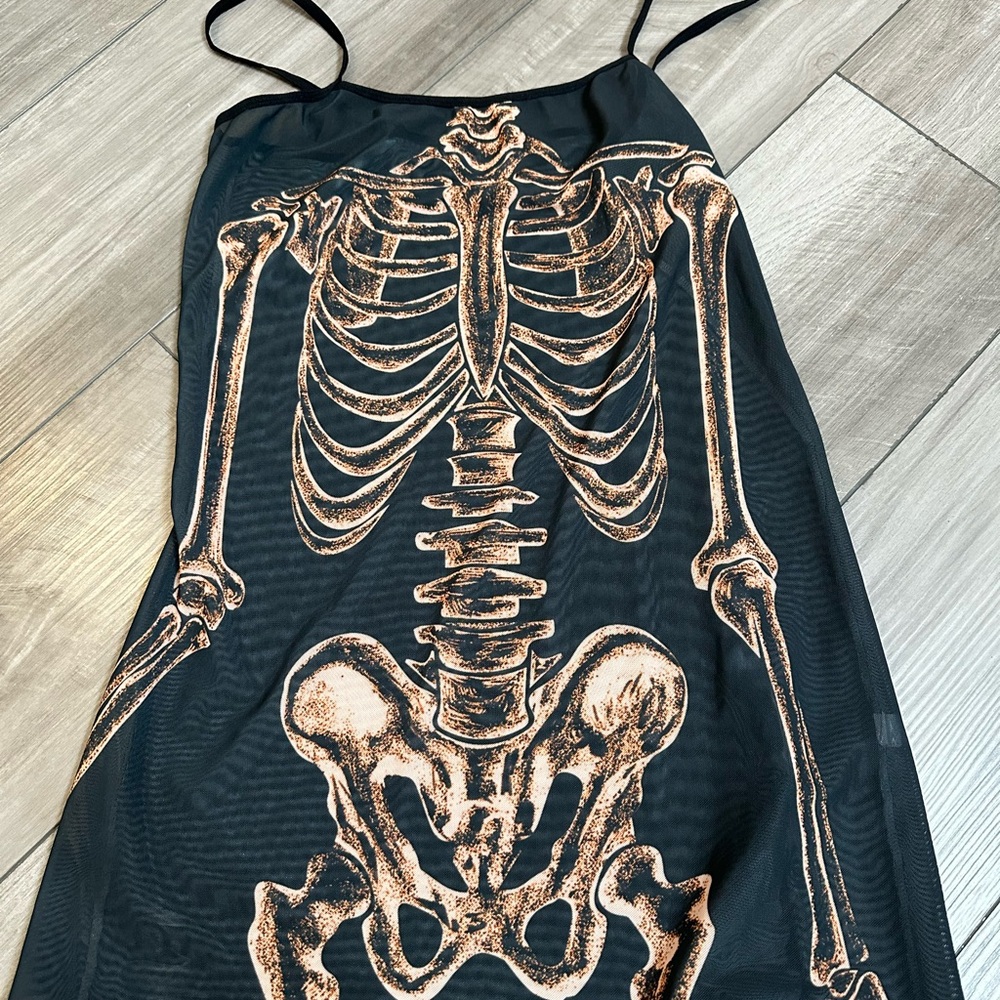Skeleton Print Black Dress